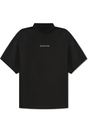 Balenciaga Tops, Dames, Zwart, L, Katoen, T-shirt met logo