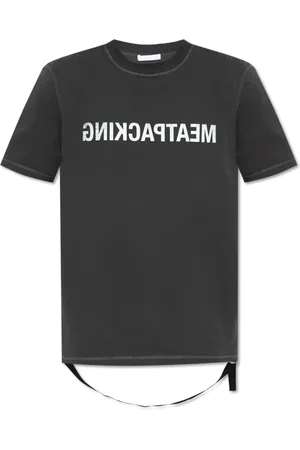 Helmut Lang Tops, Heren, Grijs, S, Katoen, T-shirt met print