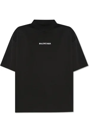 Balenciaga Tops, Dames, Zwart, L, Katoen, T-shirt met Logo