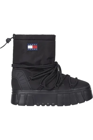 Tommy Hilfiger Schoenen, Dames, Zwart, 39 EU, Polyester, Zwarte Hybride Enkellaarzen voor Vrouwen
