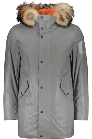 Paul & Shark Mantels, Heren, Grijs, M, Reflecterende parka met berenbont