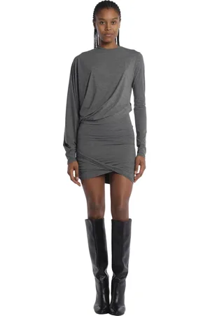 Amazuìn Kleedjes, Dames, Grijs, ONE Size, Grijze Crossover Mini Jurk