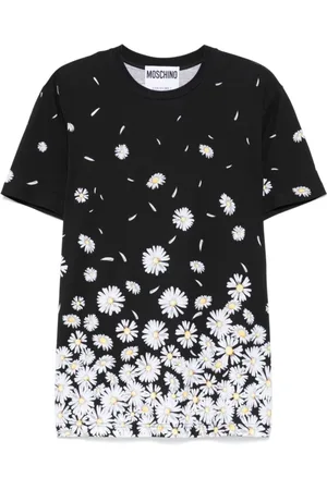 Moschino Tops, Heren, Zwart, M, Logo Print Crew Neck T-shirts