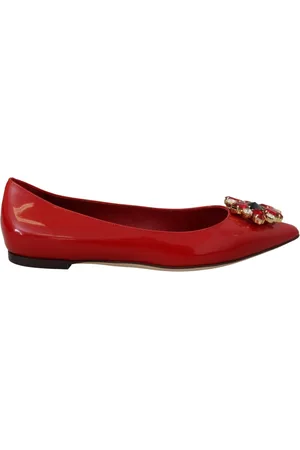 Dolce & Gabbana Schoenen, Dames, Rood, 36 1/2 EU, Leer, Rode kristal loafers - Uitstekende elegantie