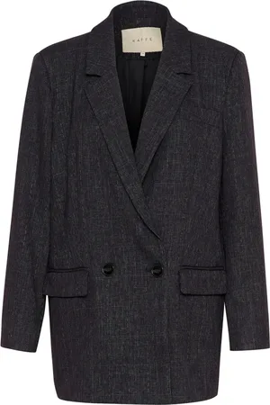 Kaffe Jassen, Dames, Zwart, L, Donkergrijze Geruite Blazer Jas