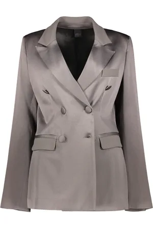 LORENA ANTONIAZZI Jassen, Dames, Grijs, S, Dubbelrijige blazer met reverskraag