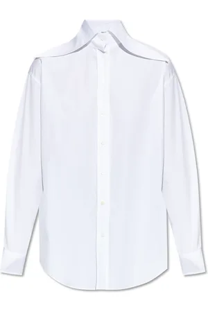 Alexander McQueen Blouses & Shirts, Dames, Wit, XS, Katoen, Shirt met decoratieve kraag