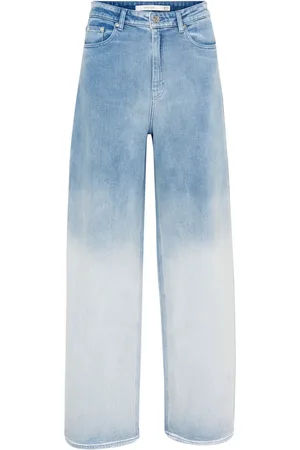 Gestuz Jeans, Dames, Blauw, W26, Wijde Pijp Jeans Faded