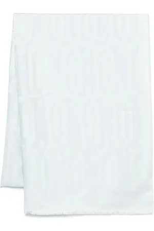 Lanvin Accessoires, Dames, Blauw, ONE Size, Wol, Blauwe Jacquard Sjaal met Patroon