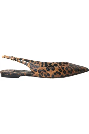 Dolce & Gabbana Schoenen, Dames, Veelkleurig, 39 EU, Leer, Luipaard Exotische Huid Slingback Schoenen