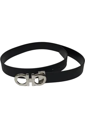 Salvatore Ferragamo Accessoires, Heren, Zwart, 115 CM, Leer, Gancini leren riem met logo-gesp