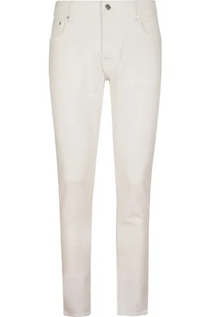 Michael Kors Jeans, Heren, Wit, W31, Denim, Witte Stretch Denim Jeans met Suède Patch