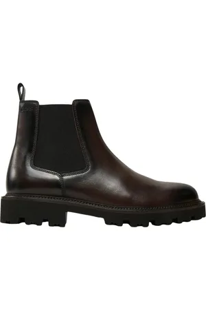 HUGO BOSS Schoenen, Heren, Bruin, 45 EU, Bruine Leren Chelsea Laarzen