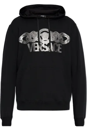 VERSACE Sweatshirts & Hoodies, Heren, Zwart, 2Xl, Katoen, Sweatshirt met Logo