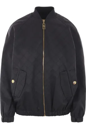 Elisabetta Franchi Jassen, Dames, Zwart, M, Polyester, Zwarte Gewatteerde Bomberjas