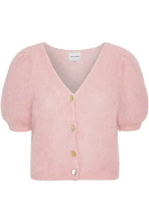 American Dreams Truien, Dames, Roze, M, Wol, Roze V-hals Kort Vestje