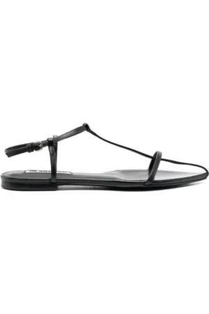 Jil Sander Schoenen, Dames, Zwart, 38 1/2 EU, Leer, Zwarte Cage Sandaal