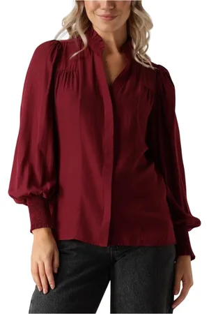 Co`Couture Blouses & Shirts, Dames, Rood, S, Petra V-hals Blouse Bordeaux