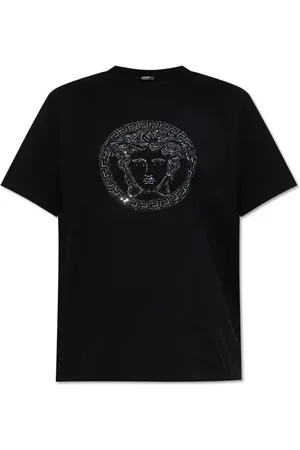 VERSACE Tops, Dames, Zwart, XS, Katoen, T-shirt met logo