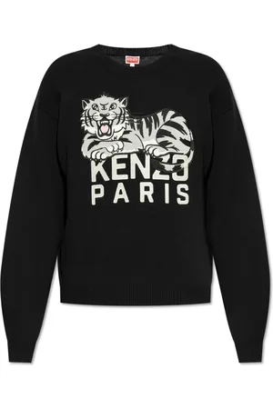 Kenzo Truien, Heren, Zwart, XL, Katoen, Trui met geborduurd logo