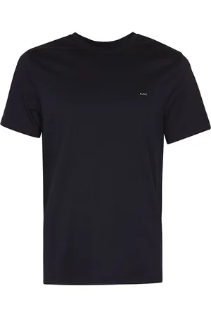 Michael Kors Tops, Heren, Blauw, M, Katoen, Zwart Katoenen Jersey T-Shirt met Iconisch Geborduurd Logo