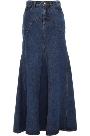 ZIMMERMANN Rokken, Dames, Blauw, M, Denim, Fishtail Denim Maxi Rok