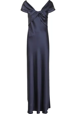 Alberta Ferretti Kleedjes, Dames, Blauw, M, Satijn, Roze Satijnen Gedrapeerde Jurk
