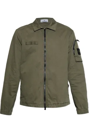 Stone Island Jassen, Heren, Groen, L, Katoen, Shirt met Logo