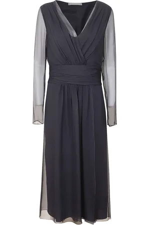 Alberta Ferretti Kleedjes, Dames, Blauw, L, Chiffon, Blauwe Zijden Chiffon Omslagjurk
