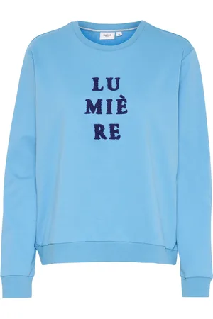 Saint Tropez Sweatshirts & Hoodies, Dames, Blauw, M, Katoen, Geborduurde Sweatshirt All Aboard