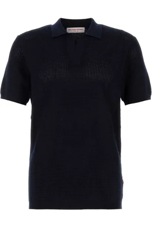 Orlebar Brown Tops, Heren, Blauw, M, Middernacht Blauw Viscose Blend Polo Shirt