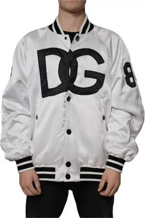 Dolce & Gabbana Jassen, Heren, Wit, L, Polyester, Metalen Detail Bomberjack in Wit