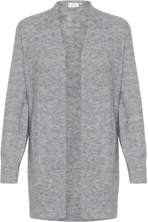 Kaffe Truien, Dames, Grijs, 2Xl, Wol, Grijze Melange Gebreide Vest