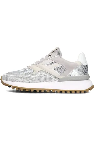 Floris van Bommel Schoenen, Dames, Grijs, 37 1/2 EU, Suède, Grijze Lage Sneakers met Leren en Suède Overlays