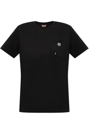 Kenzo Tops, Dames, Zwart, L, Katoen, T-shirt met Zak