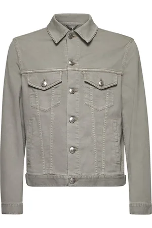 Brunello Cucinelli Jassen, Heren, Grijs, M, Denim, Groene Denim Shirt met Zakken