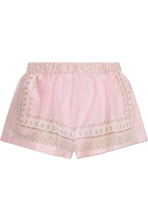 VERSACE Korte broeken, Dames, Roze, S, Katoen, Shorts met zijde-afwerking