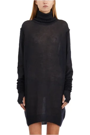 ISABEL BENENATO Truien, Dames, Zwart, S, Mohair en zijden coltrui jurk