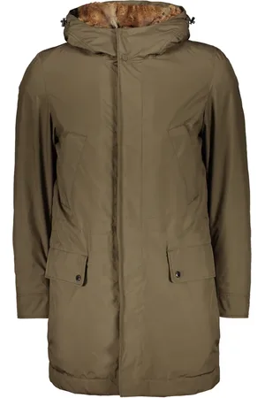 Paul & Shark Mantels, Heren, Groen, 6Xl, Polyester, Parka met capuchon en konijnenbontvoering