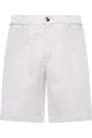 Brunello Cucinelli Korte broeken, Heren, Wit, L, Katoen, Witte Katoenen Gabardine Regular Fit Broek