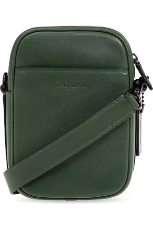 Coach Tassen, Heren, Groen, ONE Size, Leer, Leren Schoudertas