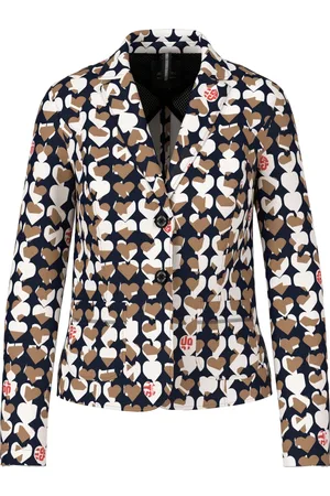 Marc Cain Jassen, Dames, Veelkleurig, M, Leer, Gedrukte Scuba Jersey Blazer