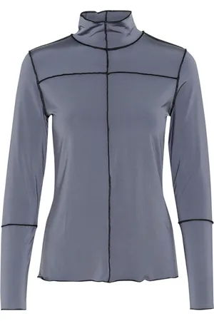 Karen by Simonsen Tops, Dames, Grijs, S, Stijlvolle Top met Hoge Hals