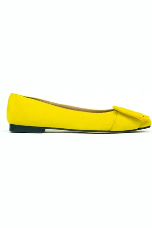 Prosperine Schoenen, Dames, Geel, 36 EU, Suède, Suede Ballerina met Accessoire