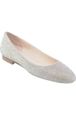 Prosperine Schoenen, Dames, Grijs, 36 EU, Kristallen Ballerina Ronde Neus Schoen