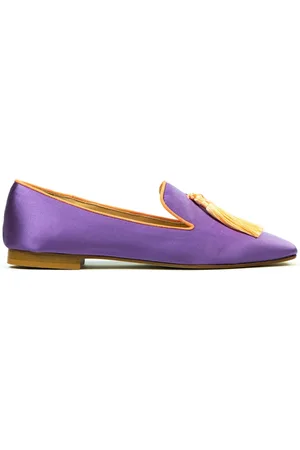 Prosperine Schoenen, Dames, Paars, 40 EU, Satijn, Satin Loafer met Kwastjes