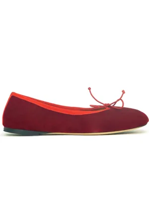 Prosperine Schoenen, Dames, Rood, 36 EU, Fluwelen Ballerina Schoenen Leren Zool