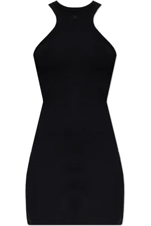 Courrèges Kleedjes, Dames, Zwart, L, Katoen, Jurk met Logo