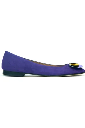 Prosperine Schoenen, Dames, Blauw, 37 EU, Suède, Paillet Ballerina Schoenen