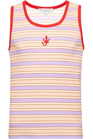 J.W.Anderson Tops, Heren, Veelkleurig, S, Katoen, Roze Gestreepte Tanktop